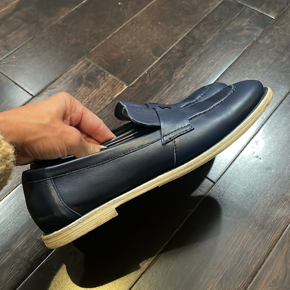 CHANEL Navy Leather Penny Loafers - Picture 11 of 12